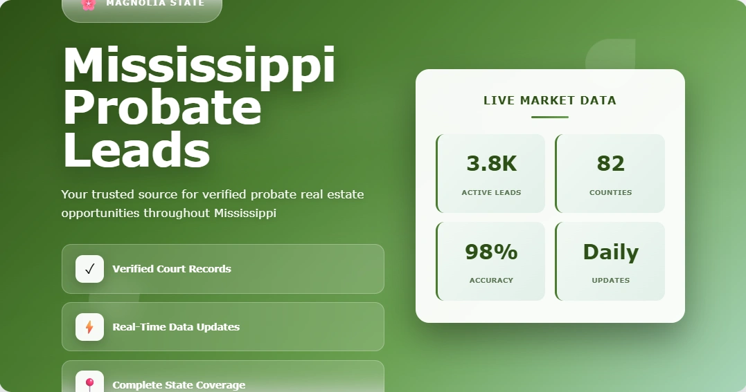Mississippi probate leads, inherited property and motivated seller data