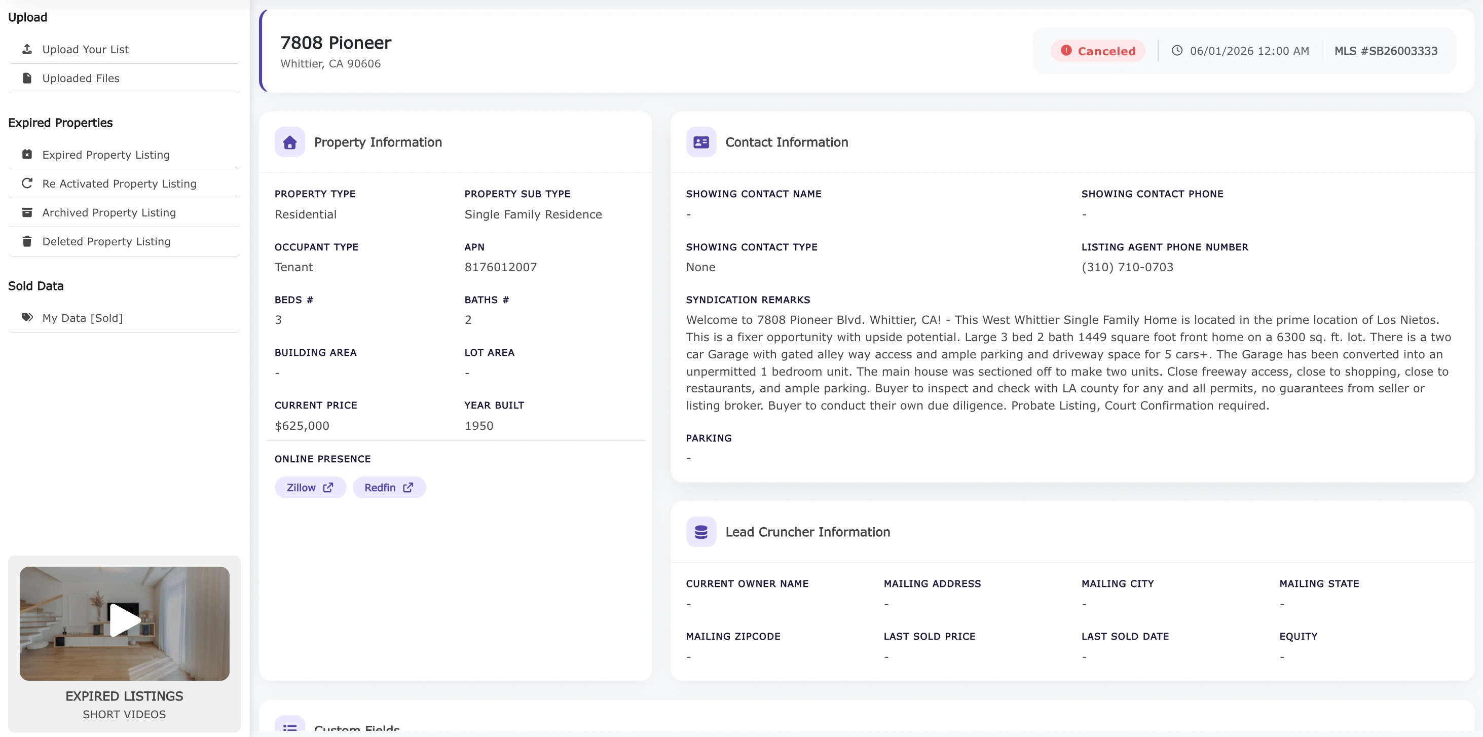 Expired Listings File Details