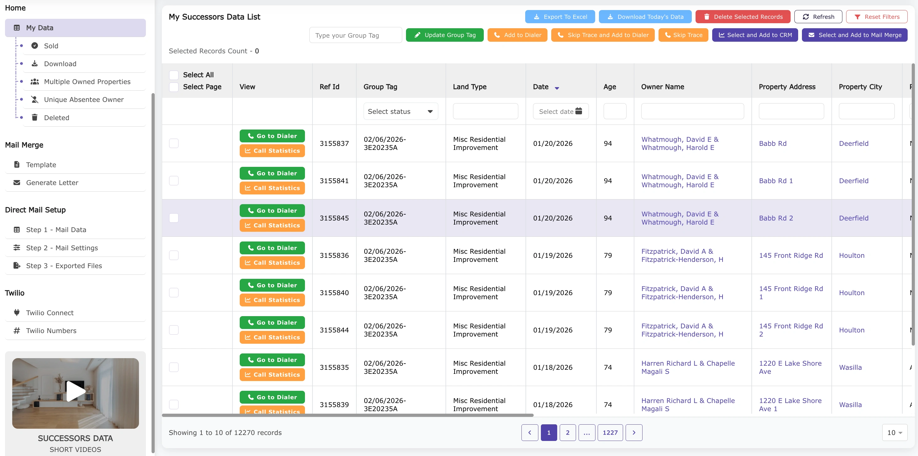 My Successors Data List