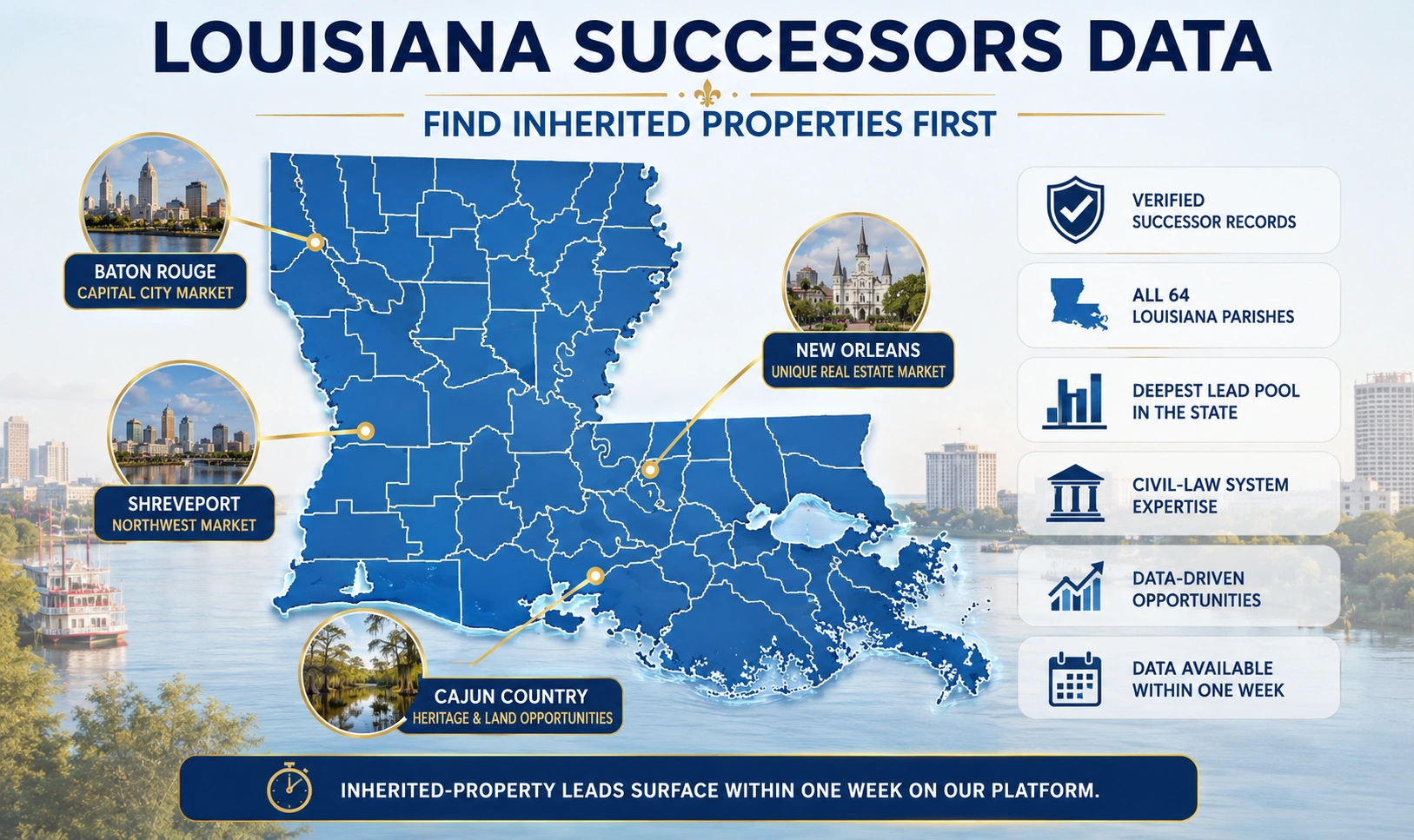 Louisiana inherited property and successor data coverage map